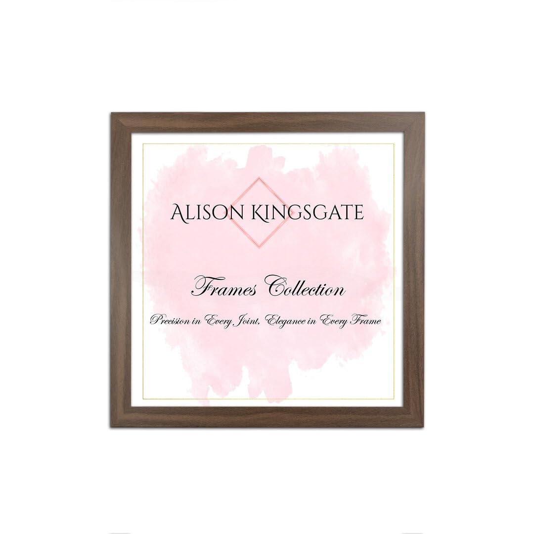 Alison Kingsgate Sleek 14X14 Picture Frame - Engineered Wood with Shatterproof Perspex Front -Perfect for Photos, Posters, Certificates -Suitable for Wall Mount or Tabletop Display - Walnut