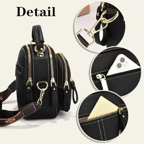 Easiotward Handbag, Classic Multifunctional Compartments Adjustable Wide Shoulder Strap Leather Crossbody Bag3