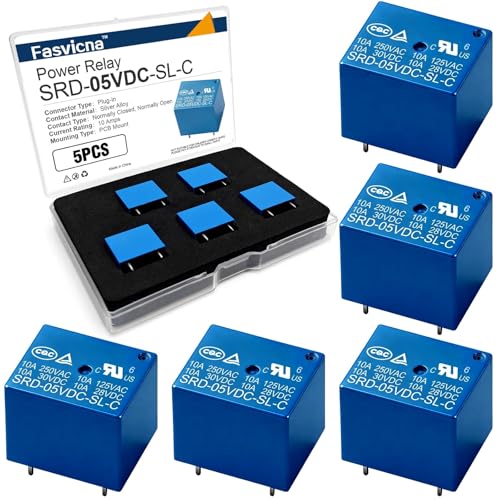 5PCS SRD-05VDC-SL-C 5V Relay, 10A 250VAC 5 Pin SPDT Power Relay