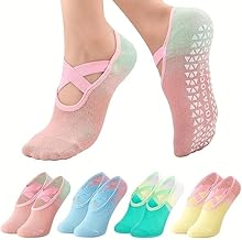 Fashiol Women Yoga Socks | Non-Slip Grip Cotton 5 Toe Socks with Elastic Strap | Anti-Skid Pilates, Yoga,Gym,Pilates & Barre Workout Balance & Comfort