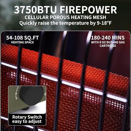 Naturehike Camp Heater with Warming Shelf | 3750 BTU Butane Portable Space Heater Gas-powered for Indoor & Outdoor Use - Image 4