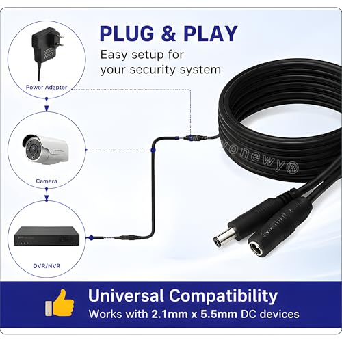 Image of 18Awg 5.5Mm X 2.1Mm Dc Extension Cord Adapter 15ft 12V Camera Power Extension Cable Dc Power Supply Adapter for Security Camera (lkelyonewy)