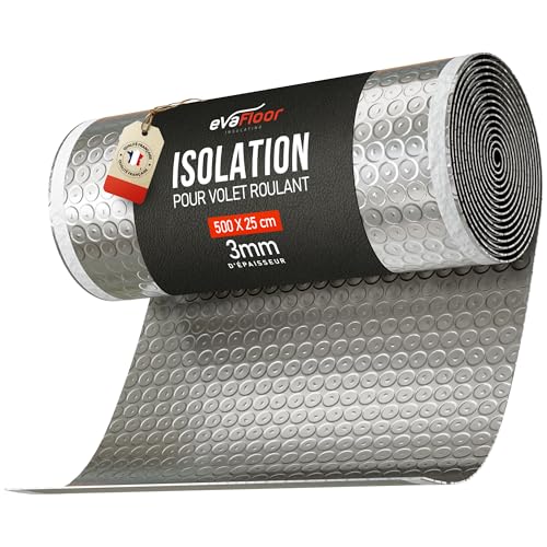 EVAFLOOR Rouleau Isolant Caisson Volet Roulant Autocollant 5m x 25 cm | Isole Froid, Chaleur et Courants d’Air | Économie d’Énergie & Confort Amélioré...