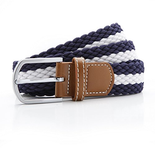 Asquith & fox mens two color stripe braid stretch belt (one s…