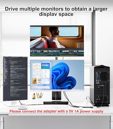Image of DisplayPort Splitter for Multi Monitor Extended Display, 4K 60Hz 3xDP MST Hub Display Port to 3 Display Port 1 in 3 Out Adapter for NVIDIA, AMD, PC, Windows