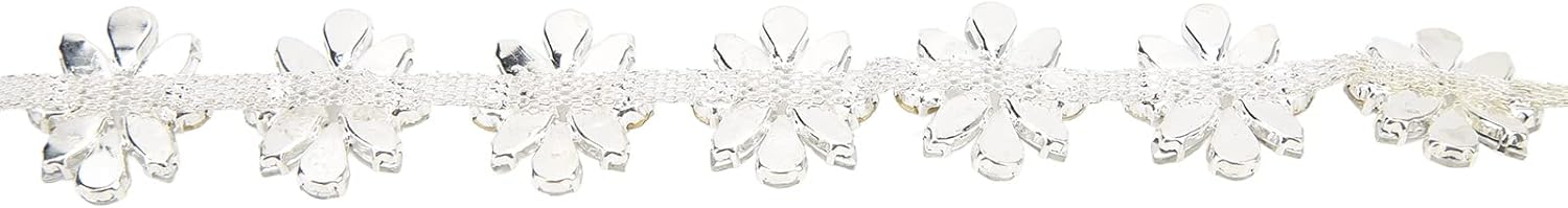 Rhinestone Trim, 1 Yard 3.5cm Wide Rhinestone Diamante Chain Crystal Rhinestone Chain for Wedding Dress Belts Necklace Headwear(White Horse Eye)