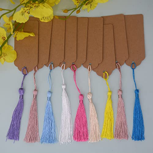 Image of Mixed 100pcs 13cm /5 Inch Silky Floss Bookmark Tassels with 2-Inch Cord Loop and Small Chinese Knot for Jewelry Making, Souvenir, Bookmarks, DIY Craft Accessory (Mixed 1 Updated)