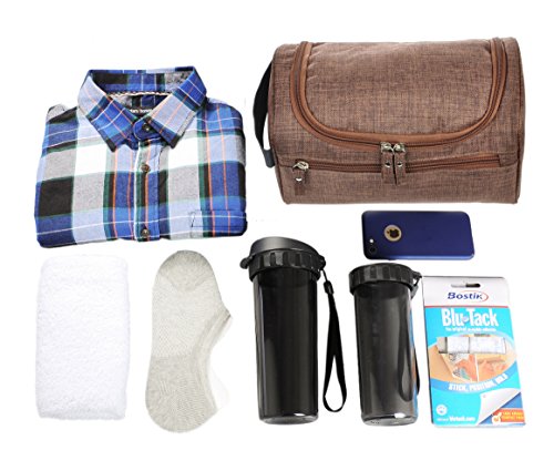 Image of Vercord Mens Toiletry Bag Wash Travel Small Shaving Dop Kit Shower Bathroom Ditty Hygiene Bag, Frosted Coffee, One Size (Hardcode), Classic