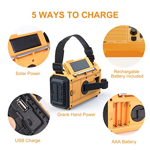 Raynic CR1009 Weather Radio, 5000Mah/18500Mwh Noaa Weather Radio, Solar Hand Crank Emergency Radio With Am/Fm/Sw/Noaa Weather Alert thumb #3