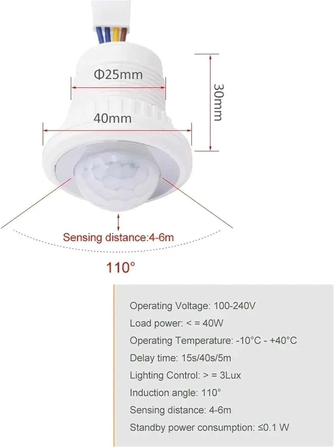 Infrared Motion Sensor IR Detector Switch Auto On Off Adjustable Time Delay 110V 220V AC AC100-240V 1Pcs