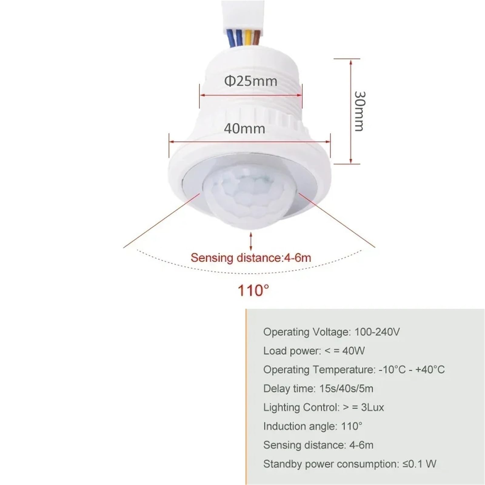 Sensor de movimiento infrarrojo, detector IR, interruptor de encendido y apagado automático, retardo de tiempo ajustable, 110 V, 220 V CA, 100-240 V CA, 1 unidad