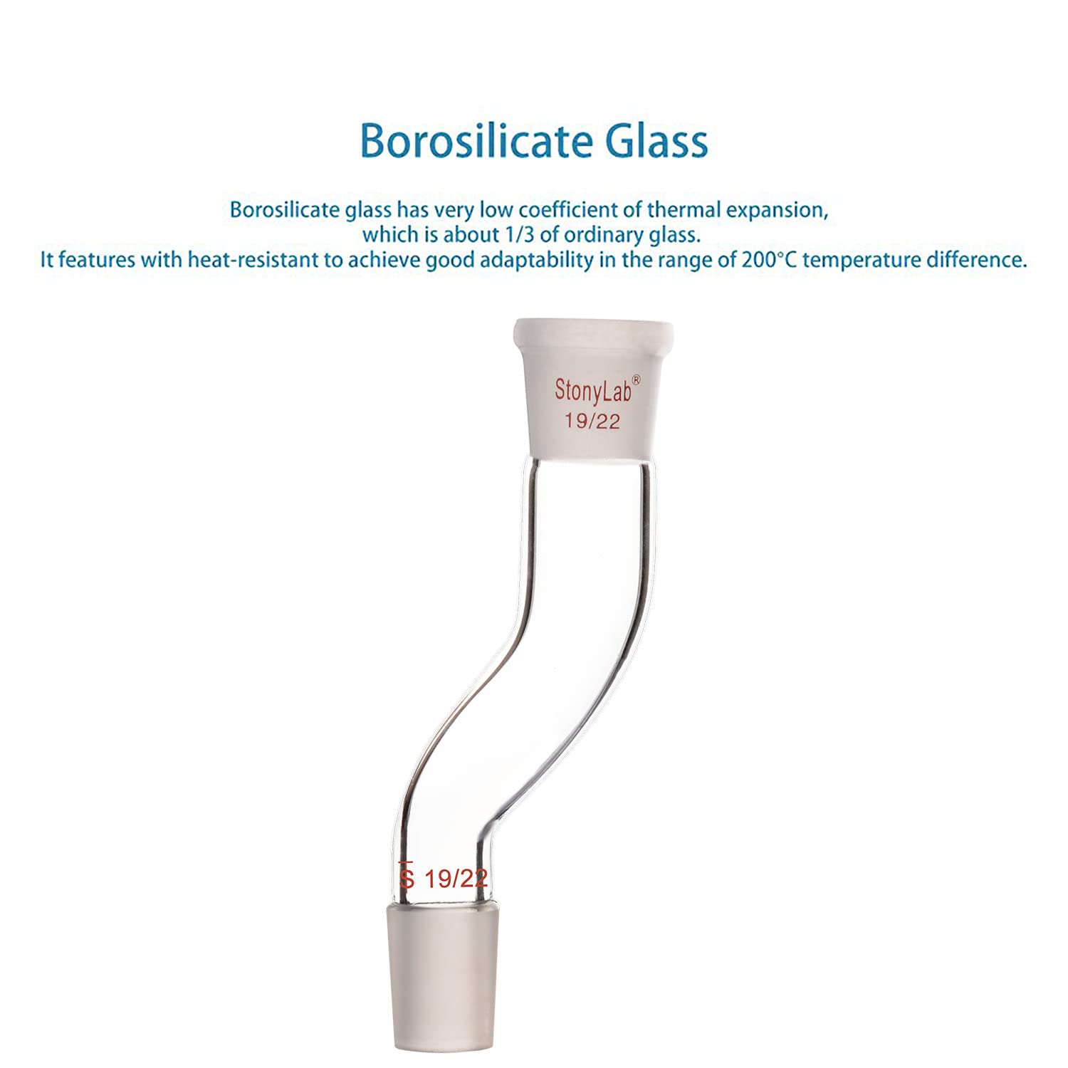 stonylab Borosilicate Glass Connecting Adapter, Two 19/22 Joints Offset Adapter, for Laboratory Distillation — Amazon image 4