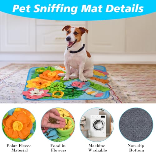 OSDUE Schnüffelteppich Hund, Futterschnüffel-Futtermatte, Hunde-Schnüffelmatte, Welpen-Trainingsmatte, Schnüffelspielzeug Interaktive Hundespielzeug, Hunde Spielteppich für Alle Hunderassen, 50 x 50CM
