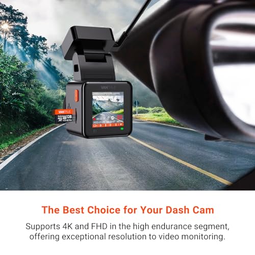 Image of Vantrue 128GB U3 V30 Class 10 MicroSDXC UHS-I 4K UHD Video Monitoring Memory Card with Adapter for Dash Cams, Body Cams, Action Camera, Other Surveillance & Security Cams