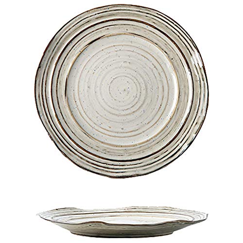 Threaded Household Ceramic Dishes Steak Western Dishes Dish Dishes Tableware Retro Irregular Thread Texture Craft-7.8