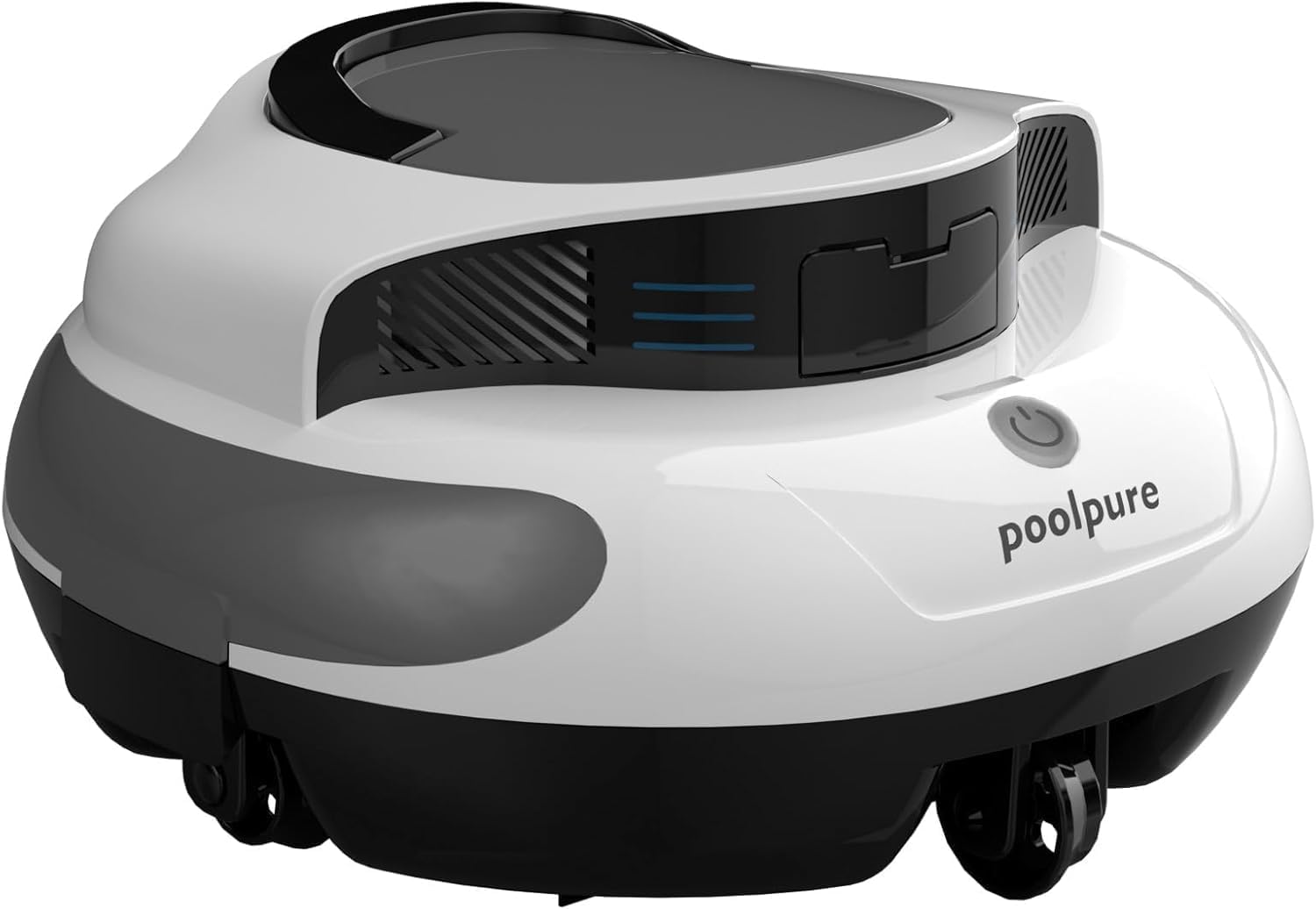 POOLPURE Biały odkurzacz basenowy, akumulator 5000 mAh, bezprzewodowy robot do czyszczenia basenów, automatyczne parkowanie, wskaźniki LED, wodoodporność IPX8, idealny do płaskich basenów 90 m²