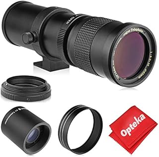 Opteka 420-800mm (w/ 2x- 840-1600mm) f/8.3 HD Telephoto Zoom Lens for Canon EF-Mount 90D, 80D, 77D, 70D, 60D, 50D, 7D, 6D, 5D, T8i, T7i, T7s, T7, T6s, T6i, T6, T5i, T5, T4i, T3i, SL3, SL2 DSLR Cameras