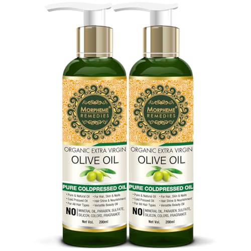 Image of Morpheme Remedies Organic Extra Virgin Cold Pressed Olive Oil, 200ml - Pack of 2