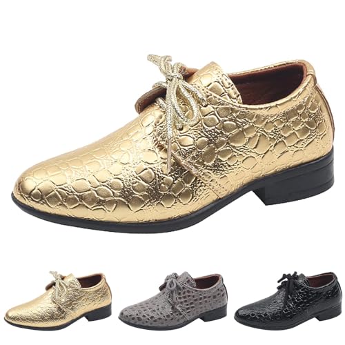Image of Generic Boys Dress Shoes Toddler Kids Retro Pointed Toe Low Heel Lace Up Comfort Leather Shoes Dance Party Birthday Performance Shows