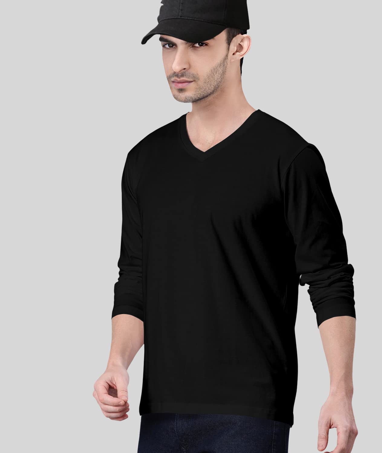 TVP Fashions Premium Plain Men V Neck Full Sleeves Festive,Offer,Discount,Sale,Limited Edition, Trendy, Trending Tees and Tshirts. (Black_X-Small) 1