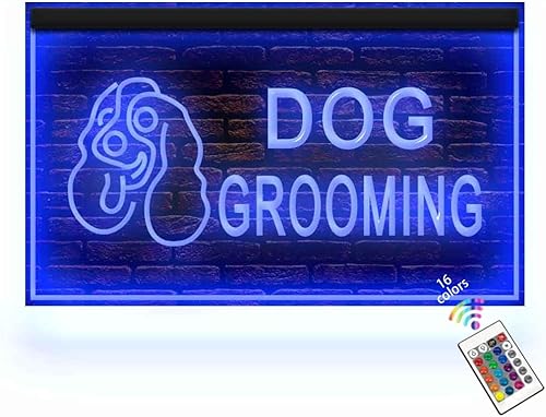 210008 Señal de neón con luz LED para peluquería, peluquería, peluquería, salón de belleza, 12 x 8 pulgadas, 16 colores por control remoto