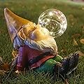 VAINECHAY Garden Gnomes Statues Decor Outdoor Large Gnomes Garden Decorations Funny with Solar Light for Yard Lawn