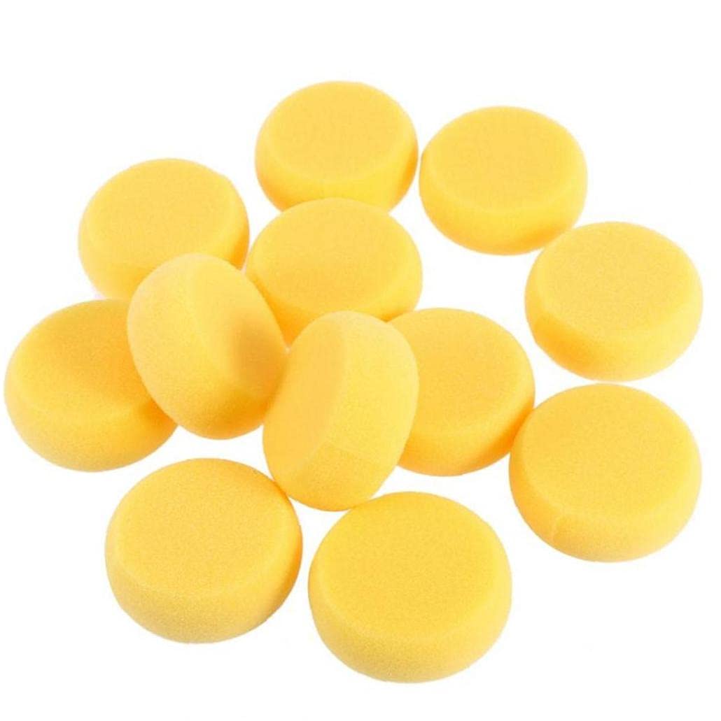 Ruluti Yellow 12Pcs Round Synthetic Watercolor Artist Sponges For Painting Crafts Pottery (Yellow) Paint Round Sponge Tool Potter's Sponges