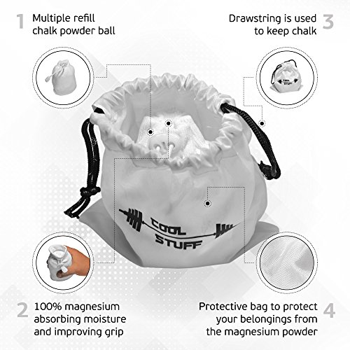 CoolStuff Gymnastics Chalk Powder Ball Sock and Protective Bag - for Gym Crossfit Workout Bar Barbell Lifting Weightlifting - Gymnast Rock Climbing - Small Kettle Refilled Resealable
