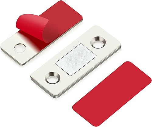 Paquete de 4 pestillos magnéticos para puertas ultra finos para gabinetes, adhesivos plateados para puerta de armario para armario, armario,