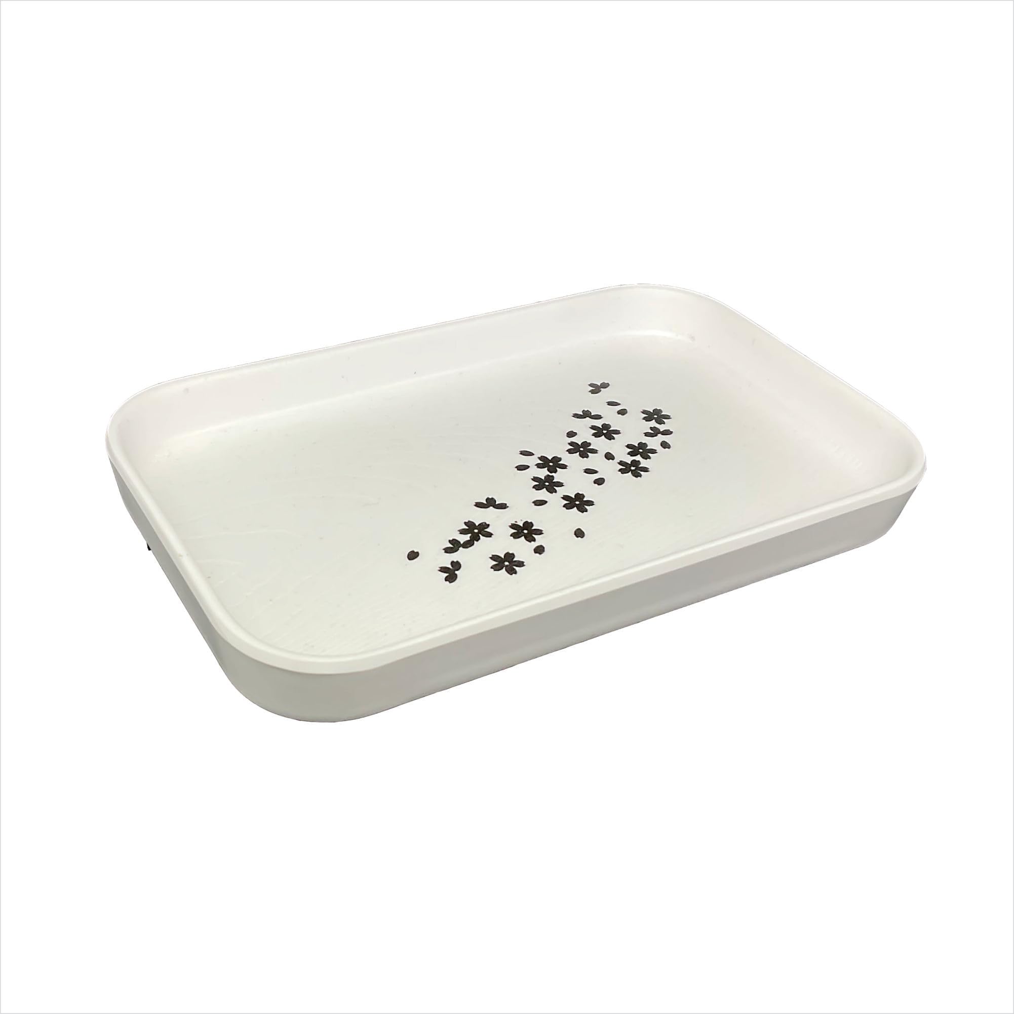 Stehlen Tray, 100% Pure melamine, Xen Tray, Dishwasher safe, Heat resistant upto 140 degrees, Break resistant, FDA Approved, Elegant, Durable, and Versatile for Every Occasion- Ebony Jasmine
