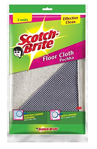 Image of Scotch-Brite 2 Piece Floor Cleaning Cloth and 1 Piece Jet Scrubber Brush Tough (Multicolour)