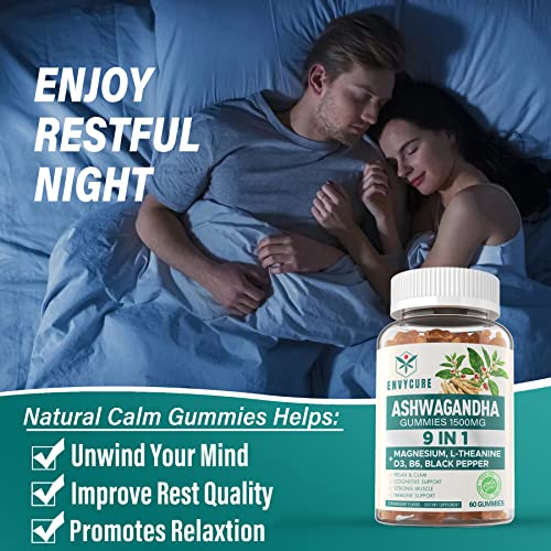2 Pack Sugar Free Ashwagandha Gummies For Women & Men, 9 In 1 Ashwagandha Supplements 1500Mg With Magnesium & Vitamin D3 B6, L-Theanine, Rhodiola For Clam, Mood, Muscle & Energy Boost - 120 Gummies #TOP4