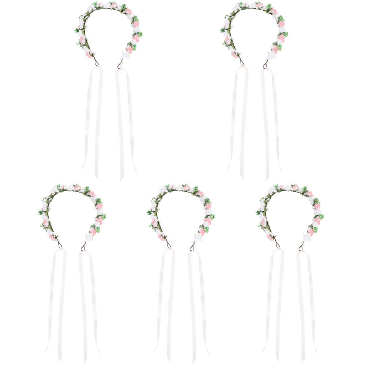 minkissy 5piezas Diadema Floral Para Novia y Niñas Tocado De Fotografía Flores Artificiales Accesorio Elegante Para Bodas y Fiestas Guirnalda