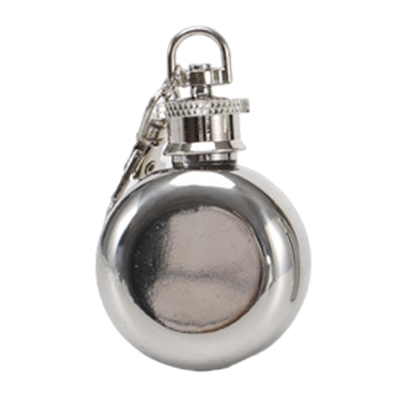 2xStainless Steel Flask Small Bottle Hip Flask for Camping Travel Wedding Round-image-2