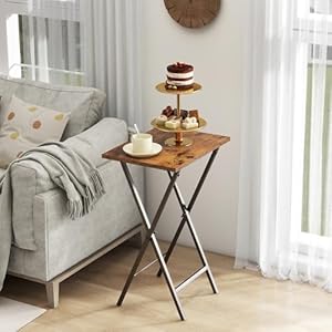 TV Tray Table Set of 2, TV Dinner Tray, Folding Table, Foldable TV Trays, Side Table for Bed, Couch, Portable and Small Easy to Move, Rustic Brown TV Tray Table Set of 2 TV Dinner Tray Folding Table Foldable TV Trays Side Table for Bed Couch Portable and Small Easy to Move Rustic Brown