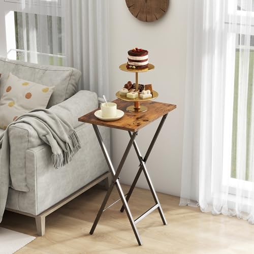TV-Tray-Table-Set-of-2-TV-Dinner-Tray-Folding-Table-Foldable-TV-Trays-Side-Table-for-Bed-Couch-Portable-and-Small-Easy-to-Move-Rustic-Brown TV Tray Table Set of 2 TV Dinner Tray Folding Table Foldable TV Trays Side Table for Bed Couch Portable and Small Easy to Move Rustic Brown