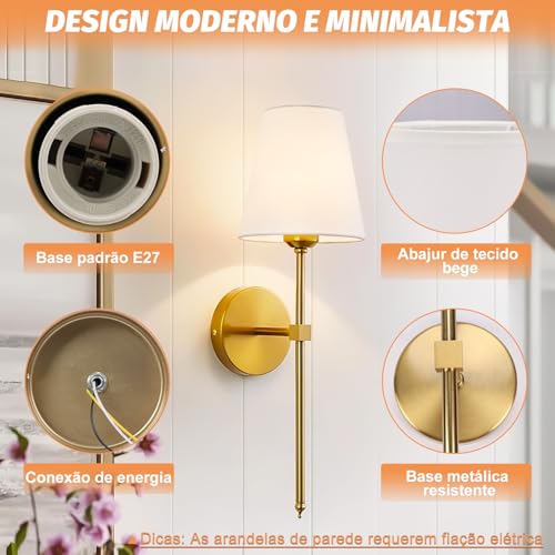 Coinmit Arandelas de parede operadas, Arandela Externa Parede, Luminaria de Parede, Conjunto de 2 Lu