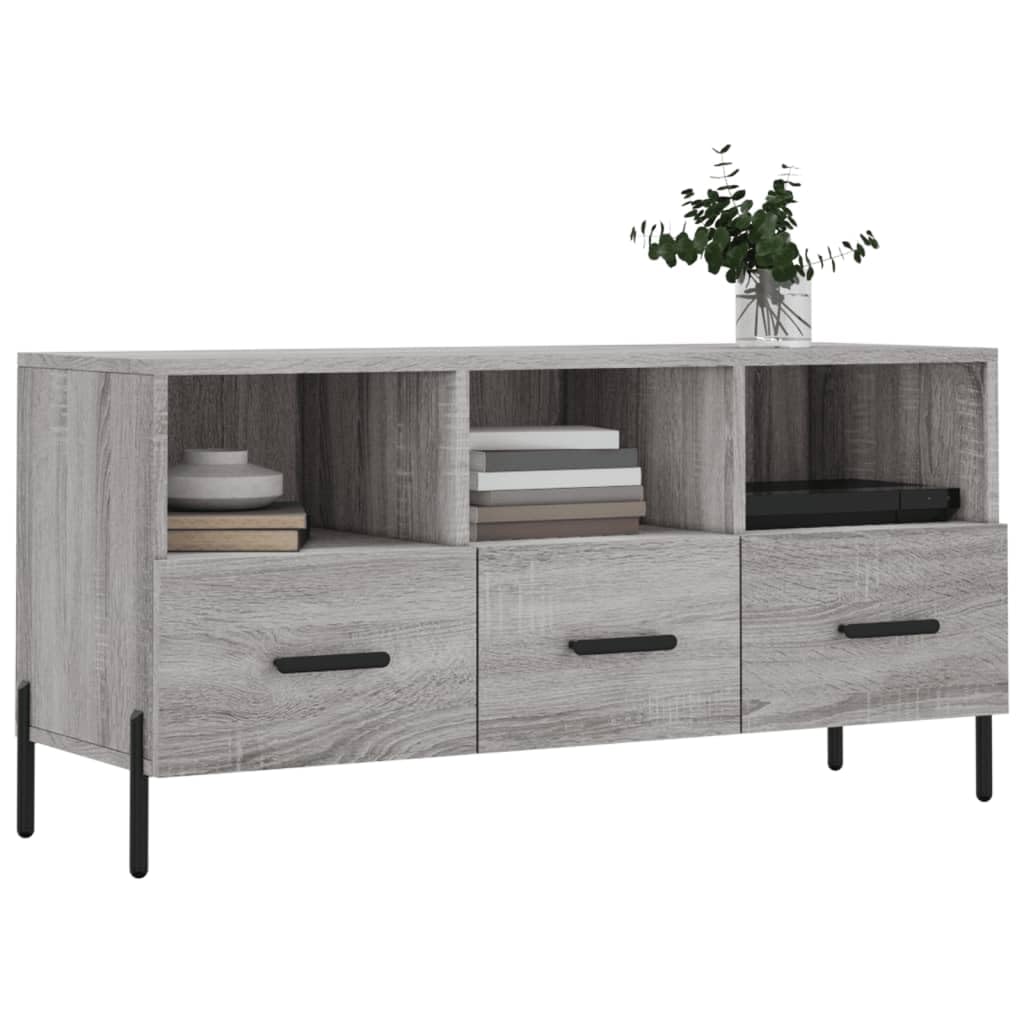 Drewnopochodna szafka pod TV z szufladami Szary 102x36x50 cm