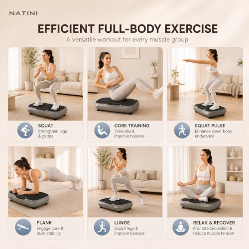 Image of Natini Vibration Plate Exercise Machine - Power Vibrating Plate for Lymphatic Drainage,Whole Body Workout Machine for Women Weight Loss Home Fitness,