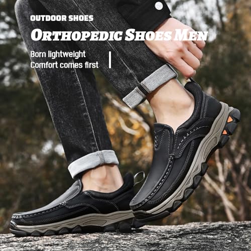 Enjerr Orthopedic Shoes Men - Arch Support, Men's Comfortable Casual Genuine Leather Slip on Loafers3