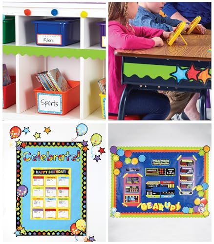 Carson Dellosa 36Ft of Lime Green Bulletin Board Borders, 13 Strips of Neon Scalloped Trim for Rolling Whiteboard, Cork and Posterboard, Party, Office Decorations, and Classroom Decor - Thumbnail 5