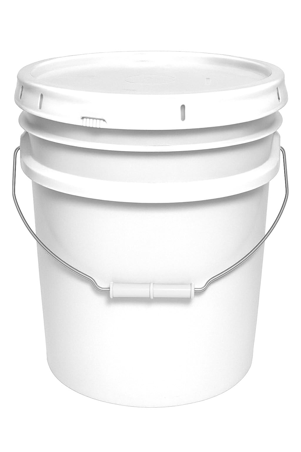 5 Gallon Bucket &amp; Lid - All Purpose Pail - Made in USA - Food Grade - BPA Free (White, 1-Pack)