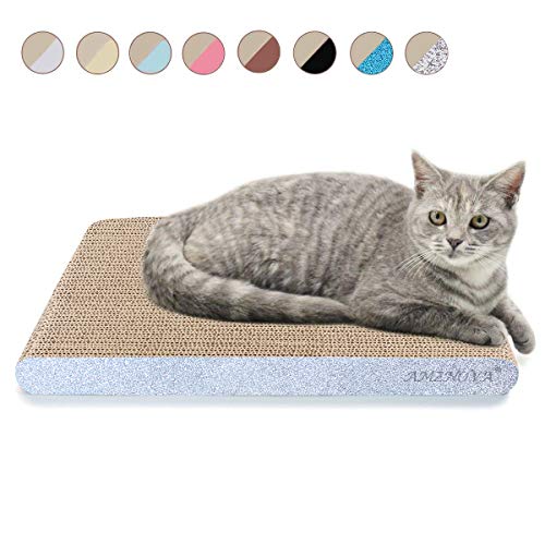 AMZNOVA - Almohadilla rascador para gatos, ancha, purpurina plateada.