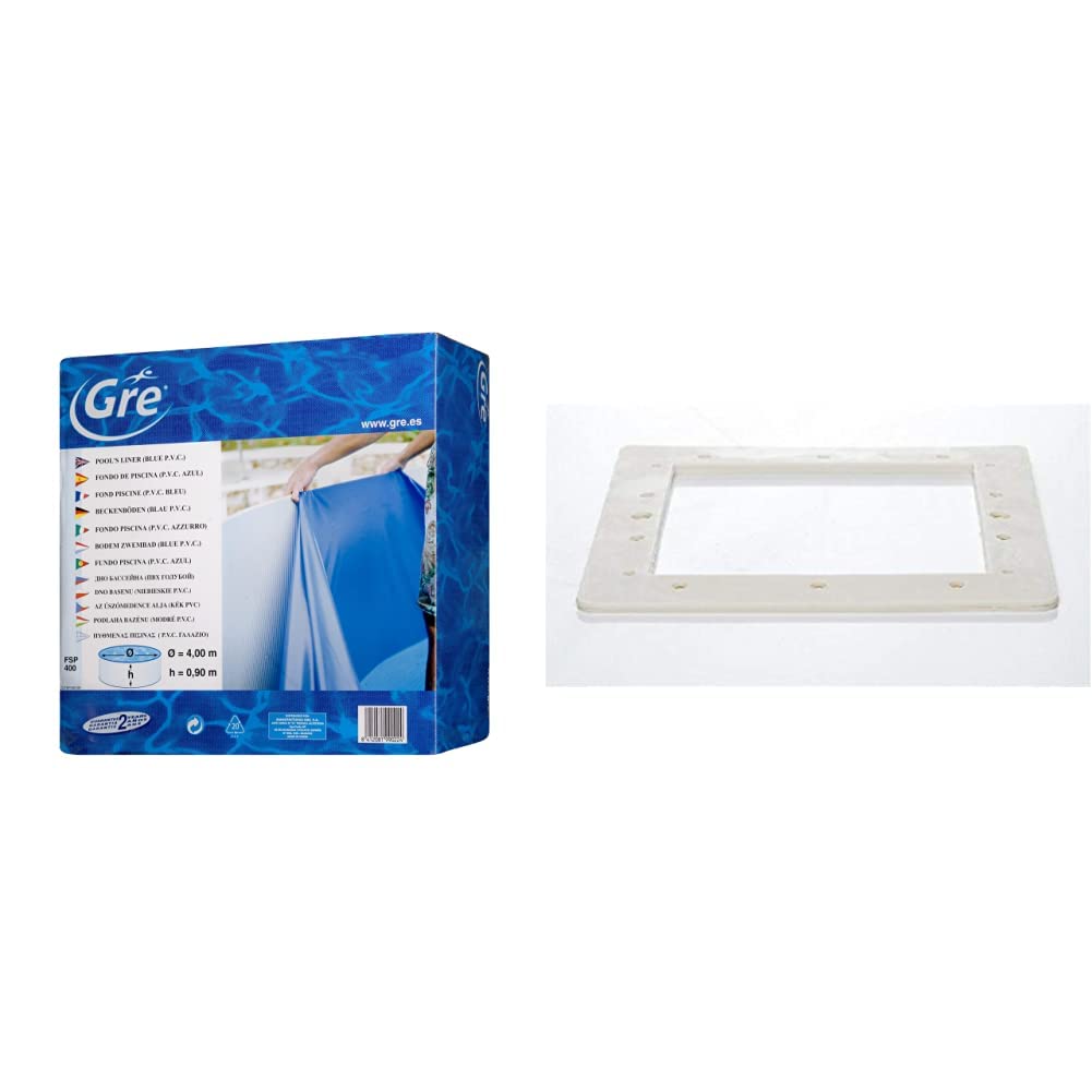 Gre FPR352 - Liner pour piscines Rondes, Diamètre 350 cm, Hauteur 120 cm, Couleur Bleue & Conseil AR502- Joint Double pour Skimmer, Blanc