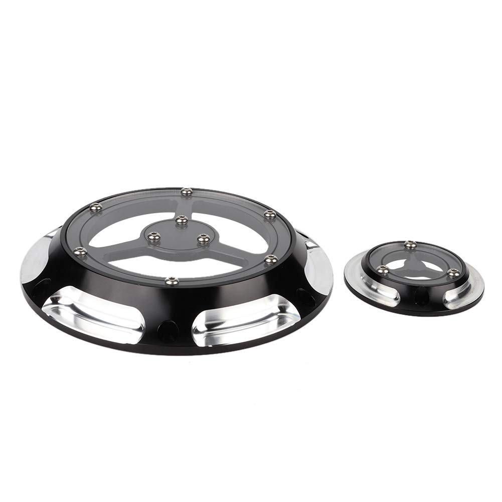 Ausla Set Coperchio Derby in Alluminio e Coperchio Timer Nero Argento Sostituzione Motore per Motociclisti Adatto per Modelli XL XR 883 1200 Dal 2004 a Successivi (Nero e argento)