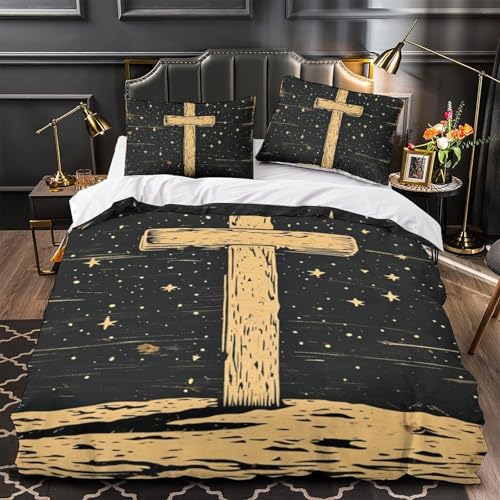 Parure housse de couette 140x200 La Croix 3D cadeau ado - 4