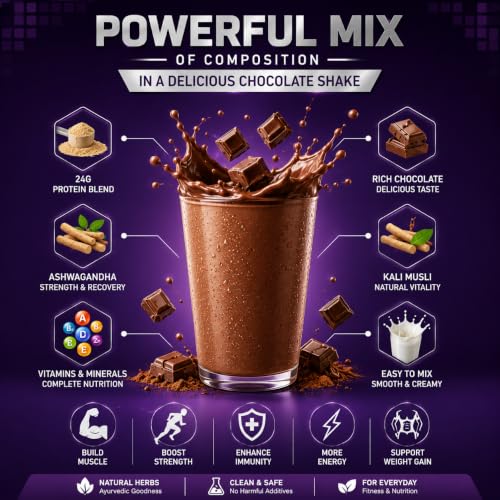 Image of SOS Nutrition Mass Gainer Protein & Herbs, Free Creatine Chocolate 500g