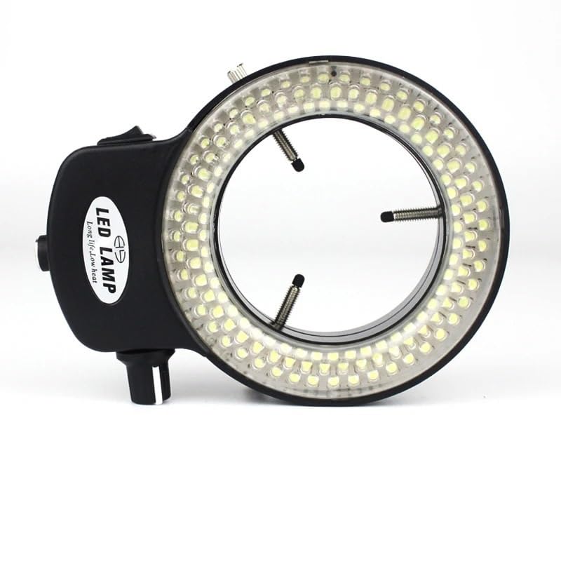 Microscope Adjustable 6500K 144 LED Ring Light Illuminator Lamp for Industry Stereo Microscope Lens Camera Magnifier 110V-240V Adapte(Black)