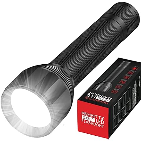 REHKITTZ LED Torch Super Bright 3000 Lumens Torches Long Working Time Camping Torch 5 Light Modes Flashlight Adjustable Focus Tactical Torch Cover