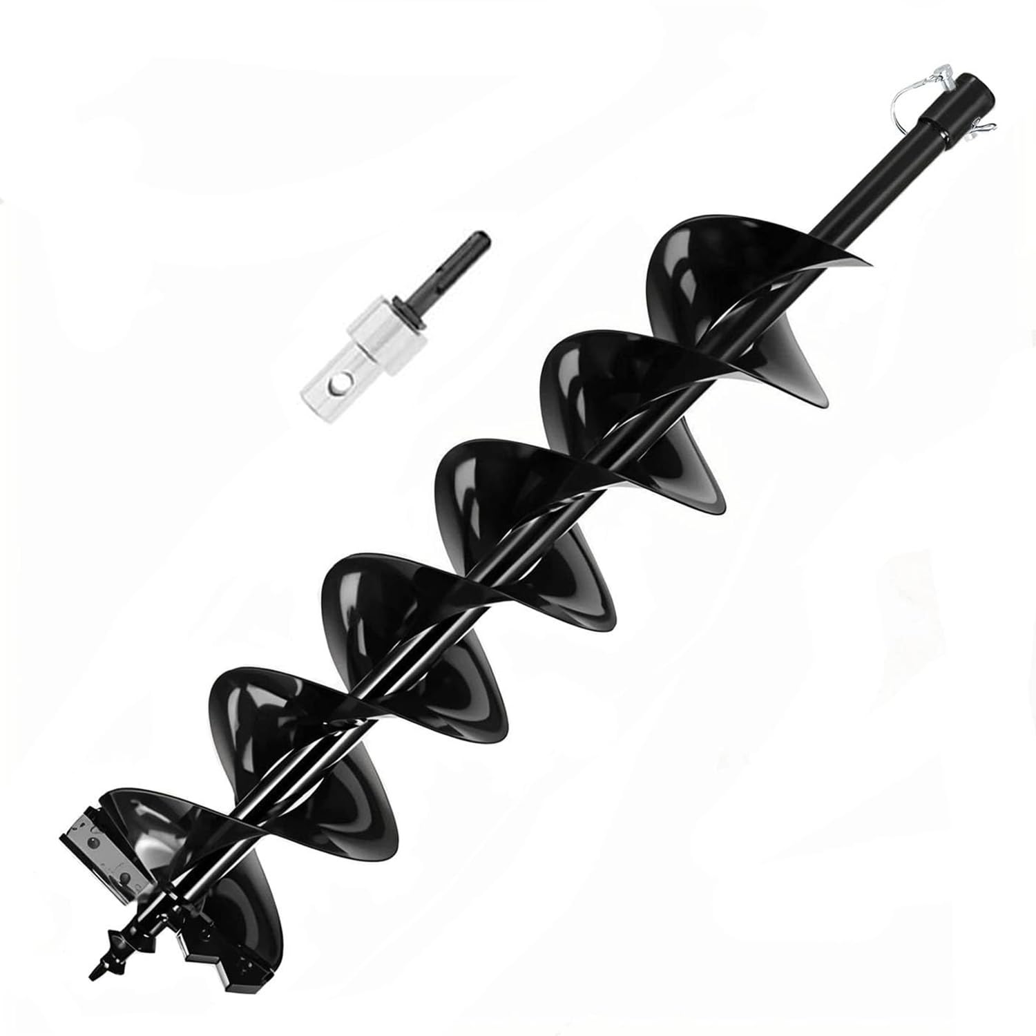 Earth Auger Garden Drill Diameter 100 mm, Length 800 mm, Steel Earth Auger Drill For Fence Post Hole, Borer Ground, Petrol Spiral Digger, with Safety Bolts & Adapter (800mm×150mm)